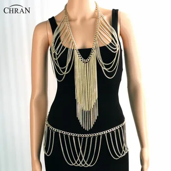 

Erotic Chain Lingerie Waist Belt Beach Bikini Cover Up Sexy Harness Slave Necklace Chain Bra Brallette Wear Body Jewelry