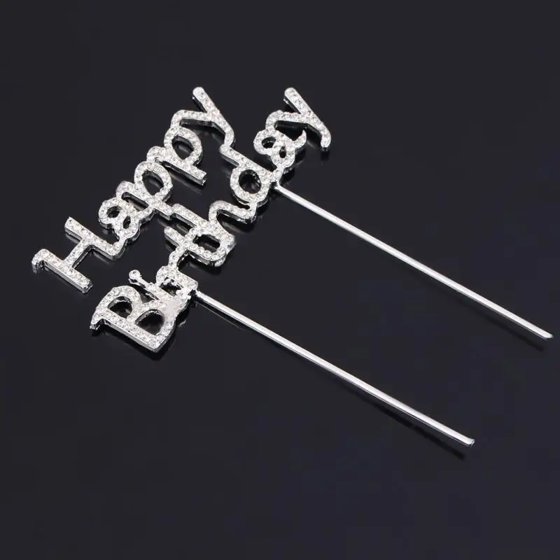 1 Pc Gateau Topper Avec Strass Heureux D Anniversaire Lettres Conception Topper Pick Baton De Decoration De Gateau Pour La Fete D Anniversaire Aliexpress