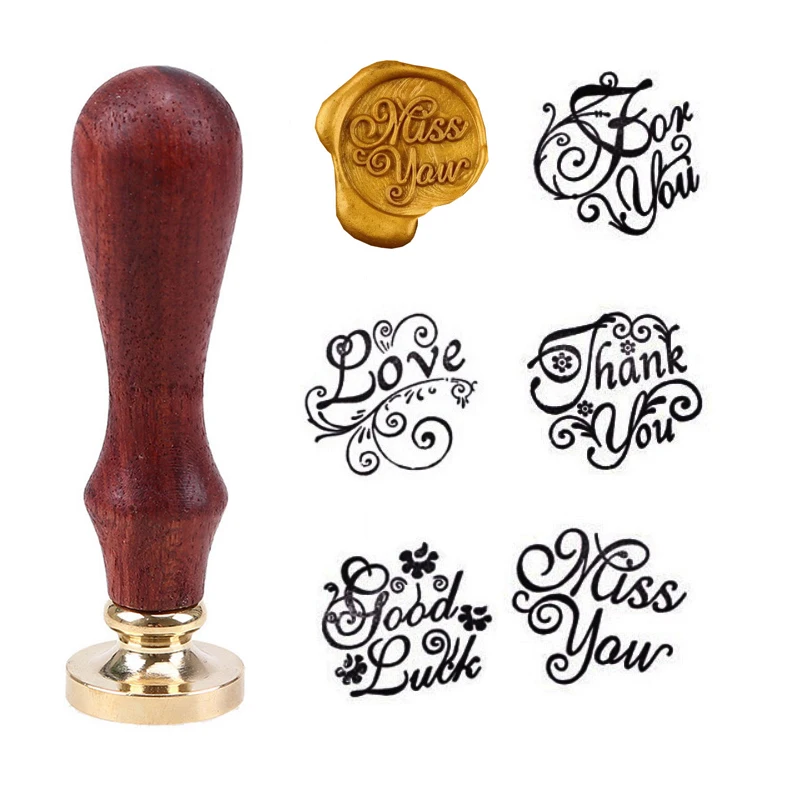 

Wood Classic Sealing Wax Seal Stamp Decorative For You Good Luck Pattern Wedding Invitation Antique Stamp Retro Wax Seal Stamp