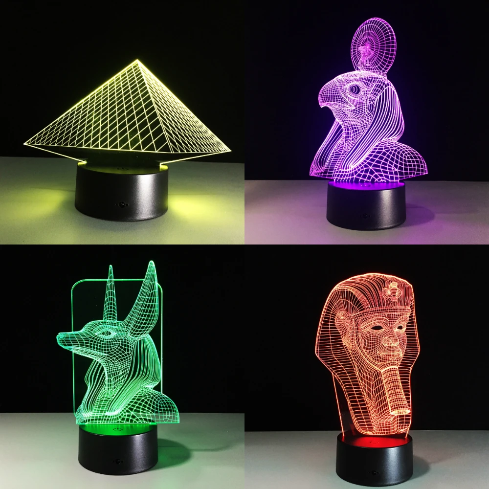 7 цветов Изменение египетского Anubis 3D Bulbing лампа Иллюзия изменение цвета Настольный светильник с черным сенсорным базовый Декор ночной Светильник Прямая поставка