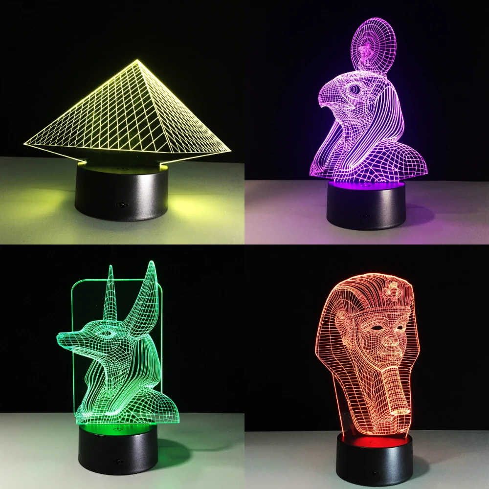 7 Colors Change Egypt Anubis 3d Bulbing Lamp Illusion Color Changing Desk Light With Black Touch Base Decor Night Dropship Led Lights Aliexpress 