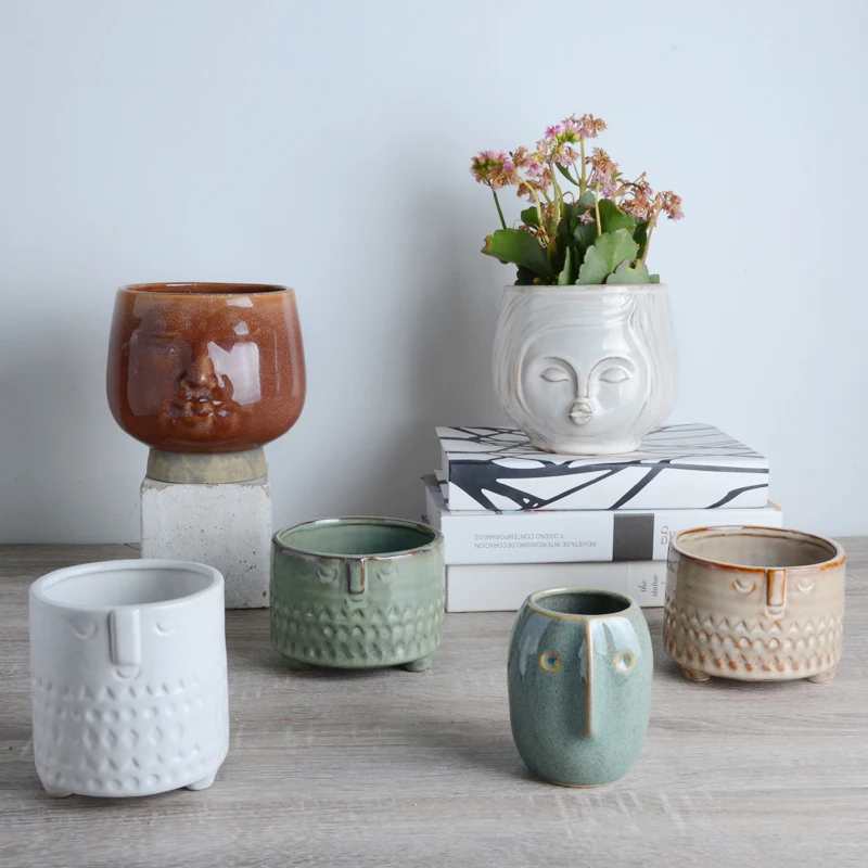 Planter Face Multi-faceted Ceramic Small Nordic Flower Decorative Vase Pot Plant 