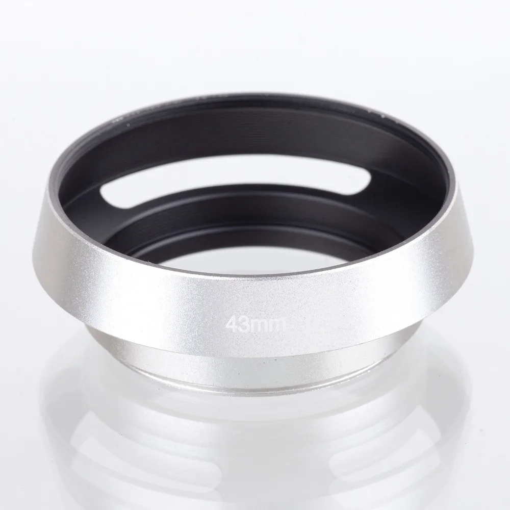 100 GUARANTEE new silver lens hood 43mm Metal Vented Lens Hood for