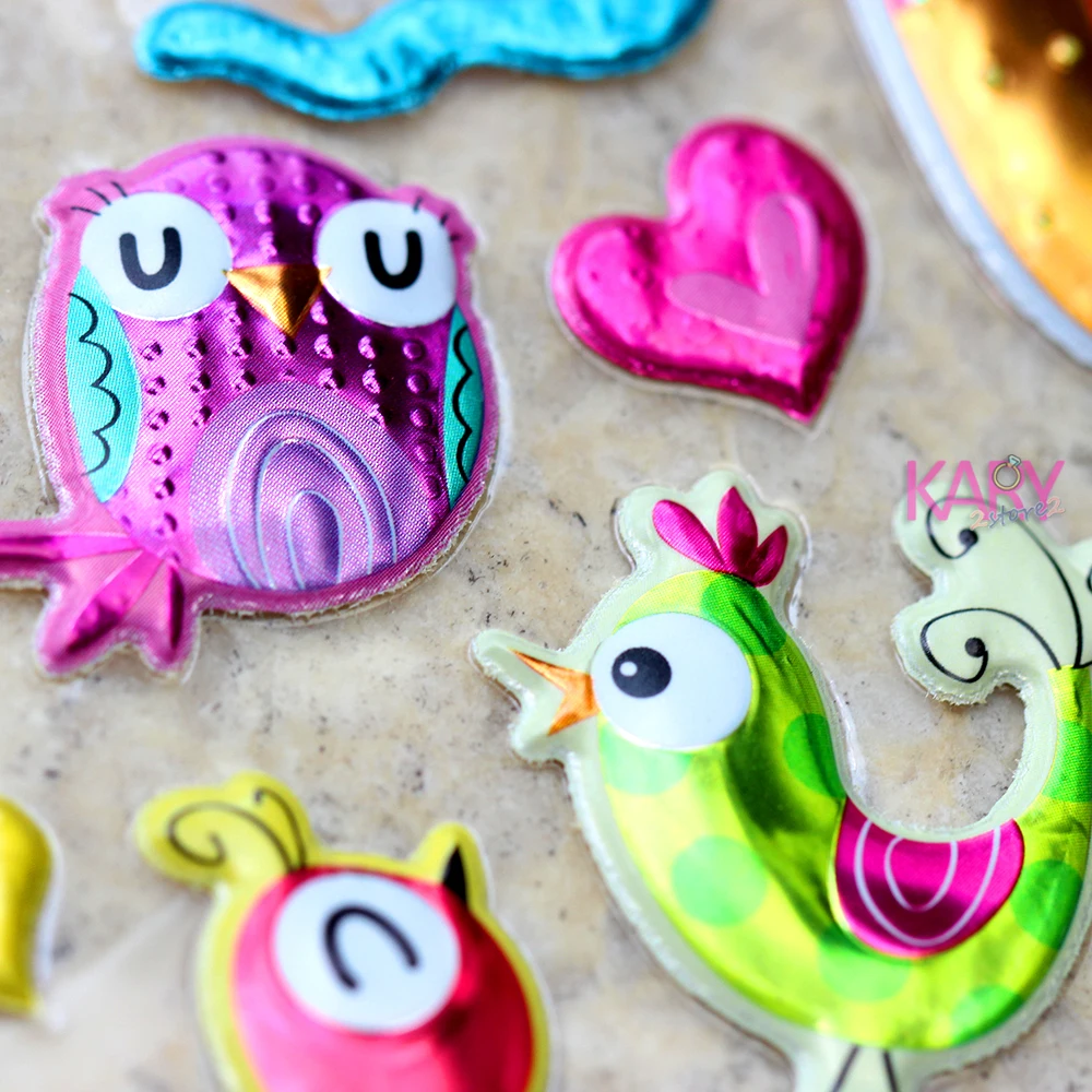 

Owls Birds Easter Eeggs Peace Dove Scrapbooking Sparkle Undulate Bubble Stickers High Quality Emoji Reward Kids Toy For Children