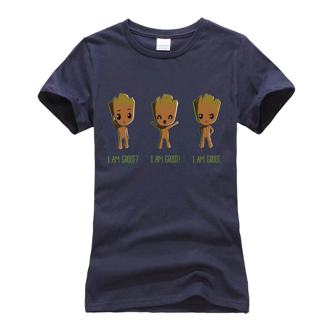 Женская брендовая одежда harajuku camisetas женская футболка i am groot летняя хлопчатобумажная футболка женская футболка с коротким рукавом и круглым вырезом - Цвет: navyblue