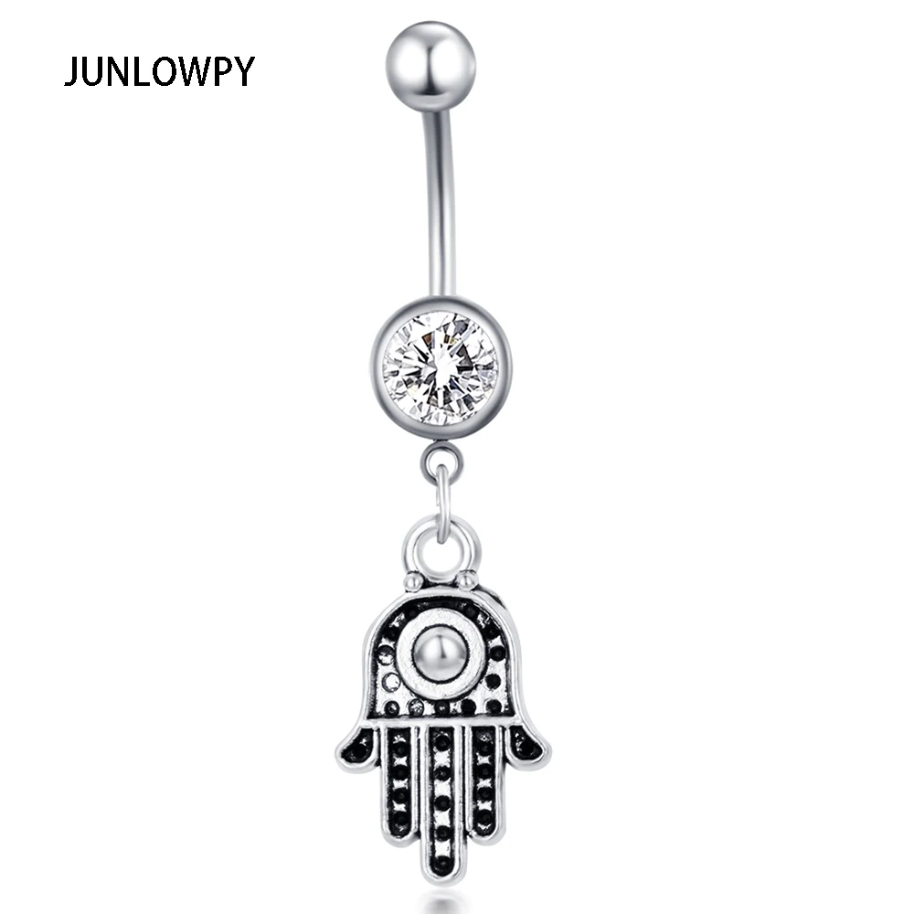 Junlowpy Belly Button Rings Hand Dagngle Fashion Body Piercing Body Jewelry Woman Navel Ring