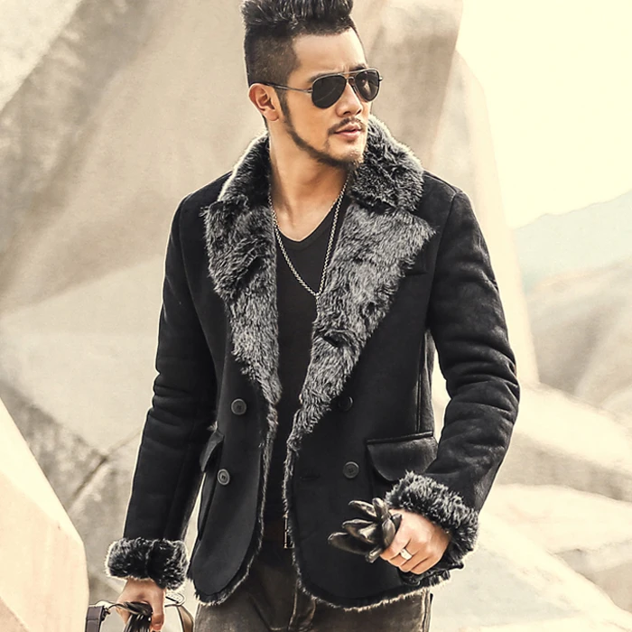 S 2XL 2017 Vintage fur one piece berber fleece men's clothing thermal