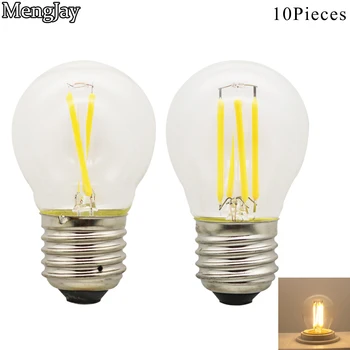 

MengJay 10Pieces Lampada Led Warm White / White AC220V G45 E27 Led Light 2W 4W 6W Filament Lamp Antique Retro Edison Ball Bulb