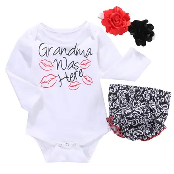 

Hi Hi Baby Store 3pcs Newborn Baby Girls Clothes Romper Body Short Pants Floral Cotton Casual Outfits Set