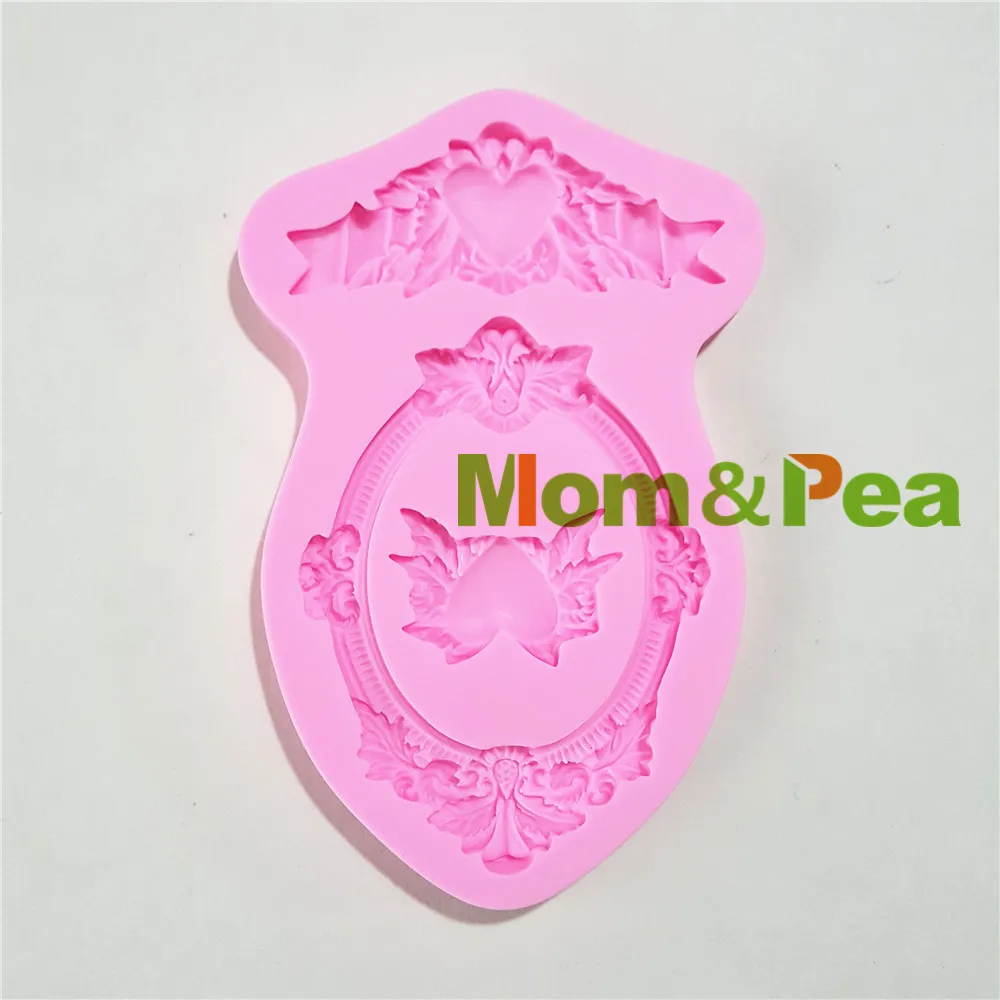 1303 Бесплатная доставка силиконовая форма Mom & Pea в рамке украшение для торта 3D