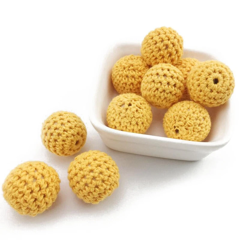 

20mm DIY Crochet Beads Baby Teething Necklace Wooden Pacifier Anti-Drop Chains Accessories Teether Baby Care Teether