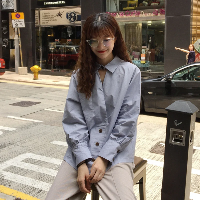 

3 colors 2018 Women Tops and Blouses vintage style Long Sleeve Blouse Shirt autumn solid color Womans fashion Shirts (C6241)