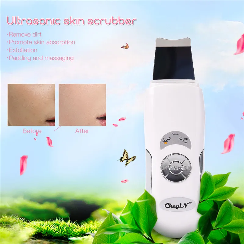 

Ultrasonic Face Cleaning Skin Scrubber Cleanser Facial Lift Therapy SPA Ultrasound Rechargeable Peeling Exfoliating Machine P49
