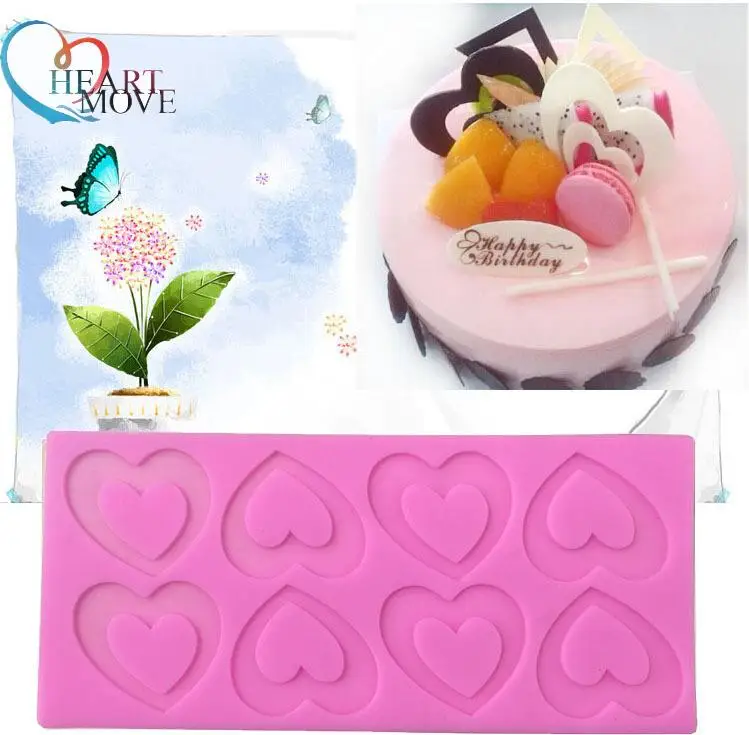 

HEARTMOVE Double love of the thin card inserted into the liquid silicone mold sugar cake mold heart shape cake insert mold 9581
