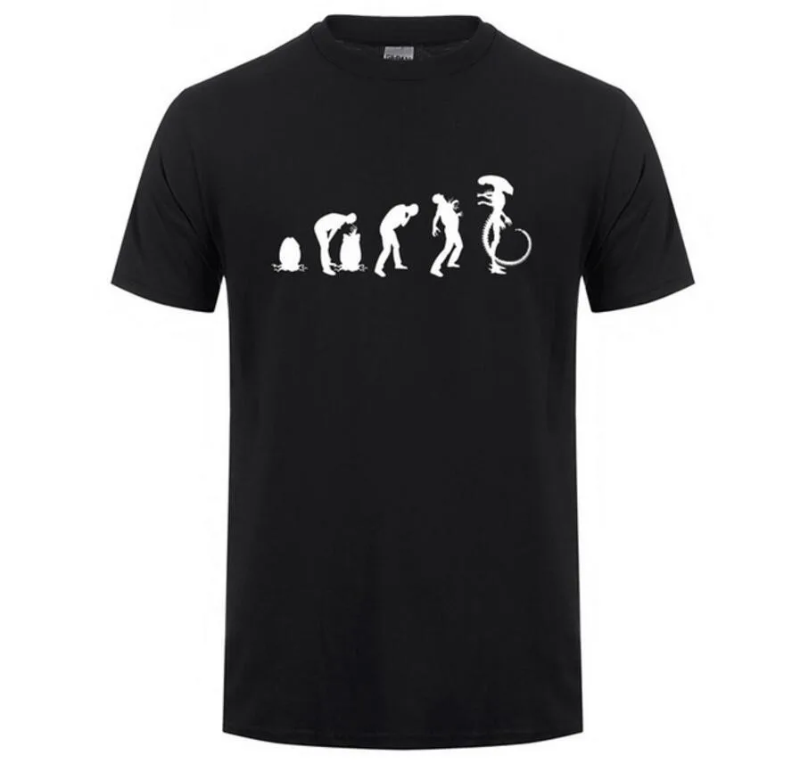 

European size t-shirts Men Evolution of Alien T Shirt Summer Cool Printed Short Sleeve Cotton Evolution T Shirts Men Top Tees