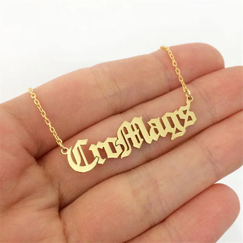 

Custom Gold Old English Name Necklace Personalized Jewelry Custom Letter necklaces & pendants Stainless Steel Chain Necklace