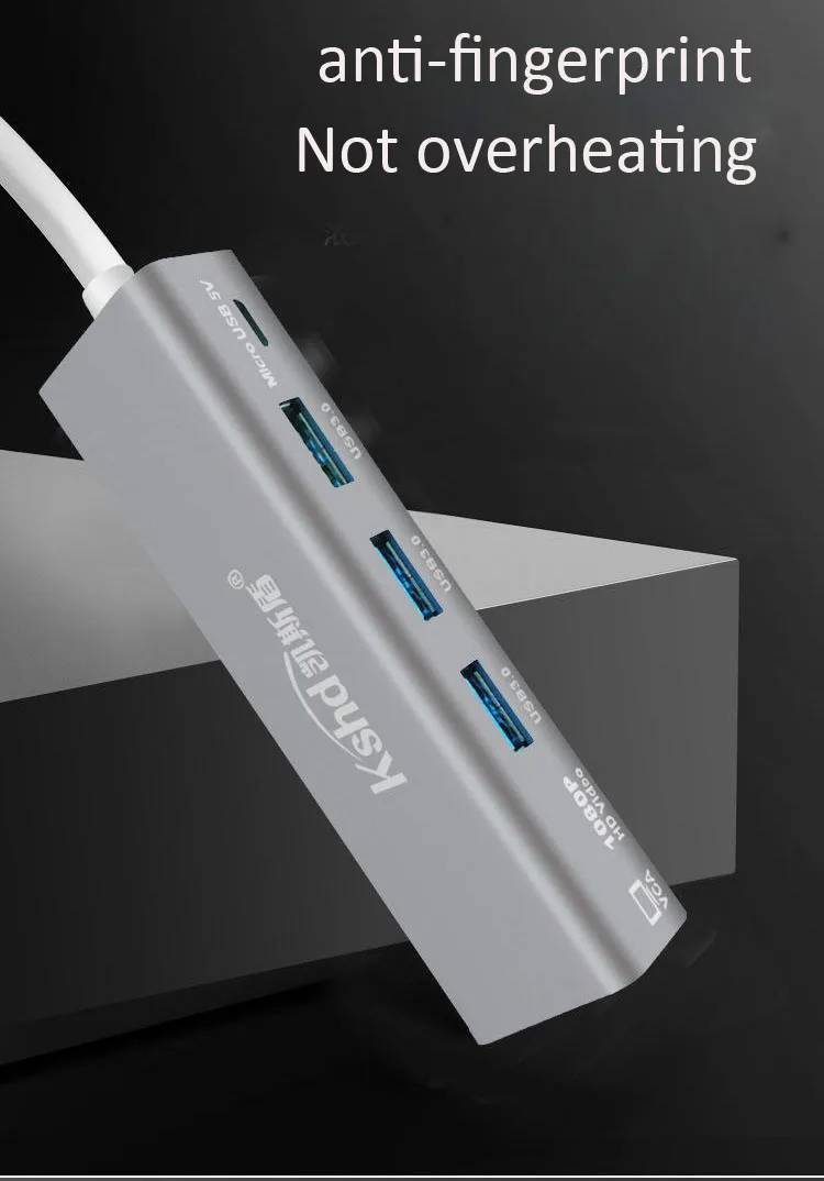 USB 3.0 To 3 USB 3.0 and VGA hub dock for surface pro 5 6