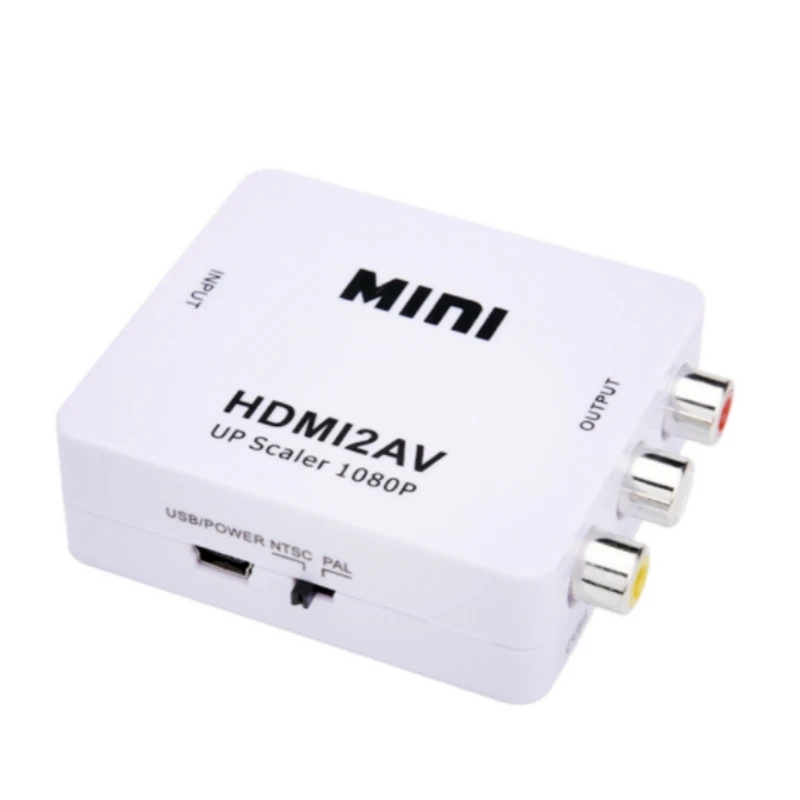 

Mini HD Video Converter HDMI to RCA AV/CVSB L/R Video 1080P HDMI2AV Support NTSC PAL Output HDMI TO AV Scaler Switch Adapter