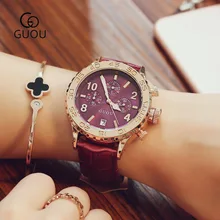 GUOU 2017 New relogio Women Luxury Brand Fashion watch Reloj mujer Leather Multifunction Ladies quartz watch Relogio feminino luxury watch relogio 2015 reloj m2032