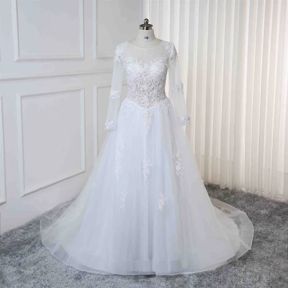 Robe de mariage 2019 одежда с длинным рукавом бальное платье Свадебные платья, аппликации из кружева подвенечные Свадебные Платья Vestidos de Noiva