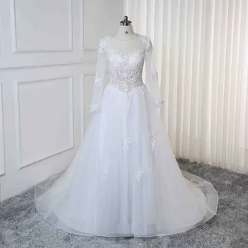 

Robe de mariage 2019 Long Sleeves Ball Gown Wedding Dresses Lace Appliques Bridal Wedding Gowns Vestidos de Noiva