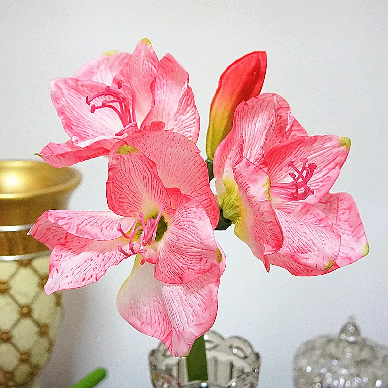 

Artificial Amaryllis flower branch fleurs artificielles for home table wedding decoration fake silk flowers Hippeastrum flores