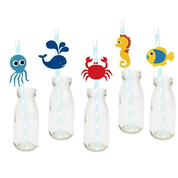 

Under the Sea Theme Party Straw 25PCS For Paper Straws Birthday Party Festive Supplies Paper Drinking Straws Event Supplies