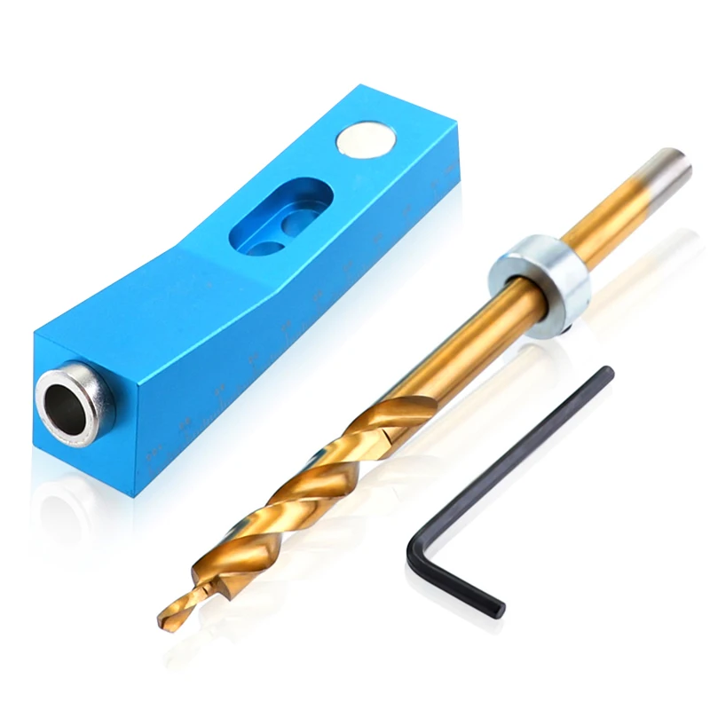 Pocket Hole Jig Aluminum Alloy Dowel Jig Kit With 9.5mm Single