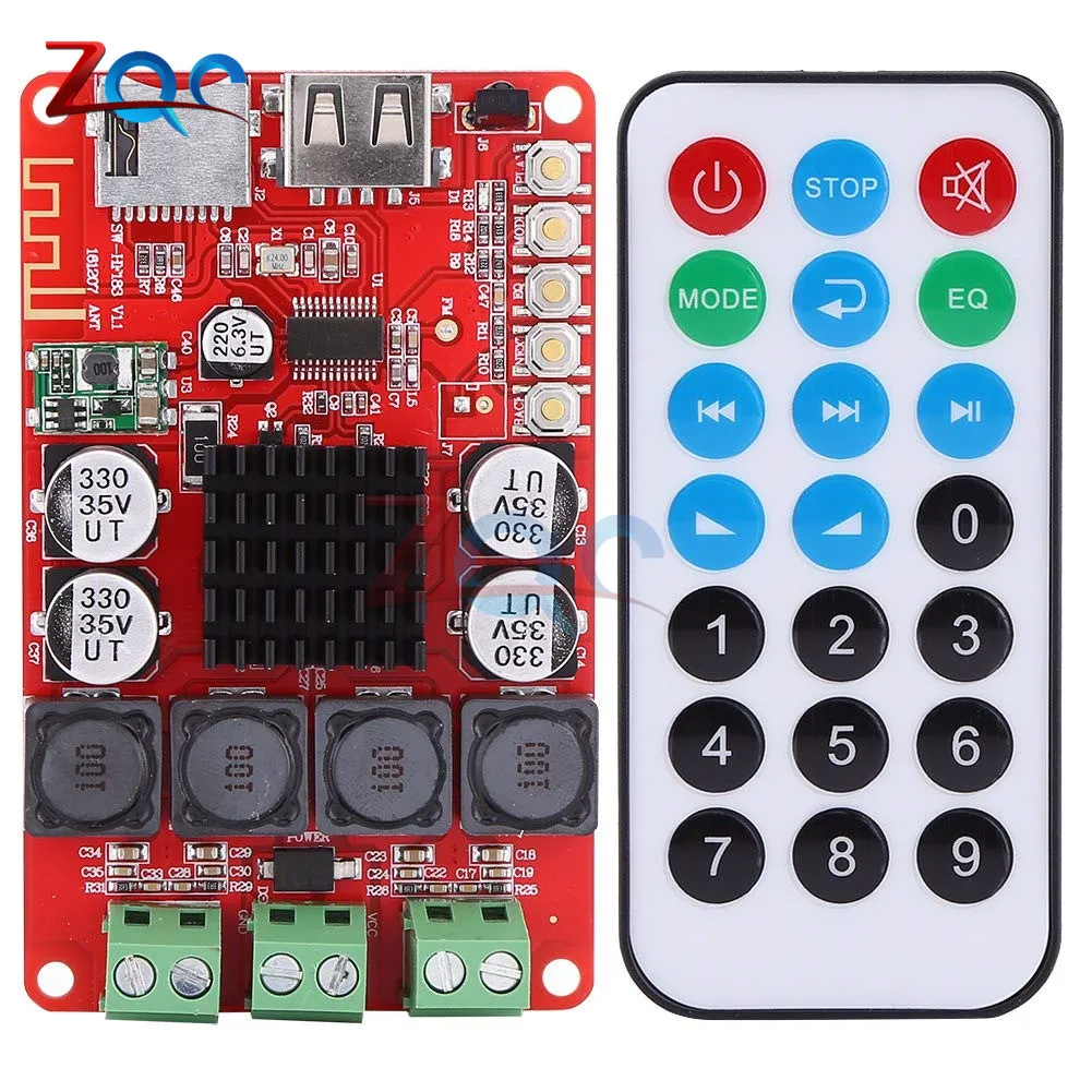 TPA3116 50 Вт+ 50 Вт Bluetooth приемник цифровой аудио усилитель плата TF карта U диск плеер fm-радио с пультом дистанционного управления