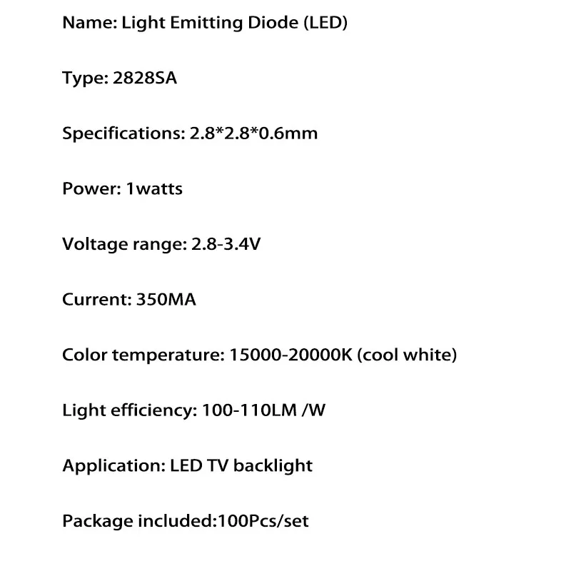 100 шт./партия Ремонт led ЖК-Телевизор подсветка лампы бусины 2828sa 3 v 1 w холодный белый свет подходит для samsung экран