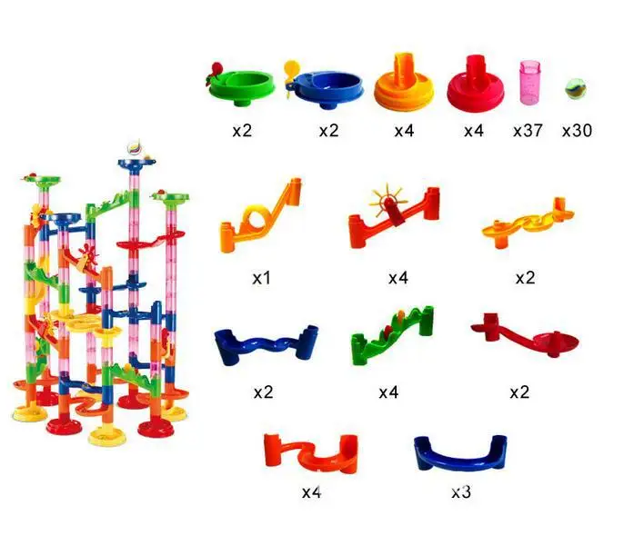 105 шт./кор. детей DIY Строительство мраморный трек Запуск шары лабиринты тип трубопровода трек строительные блоки Развивающие игрушки для детей