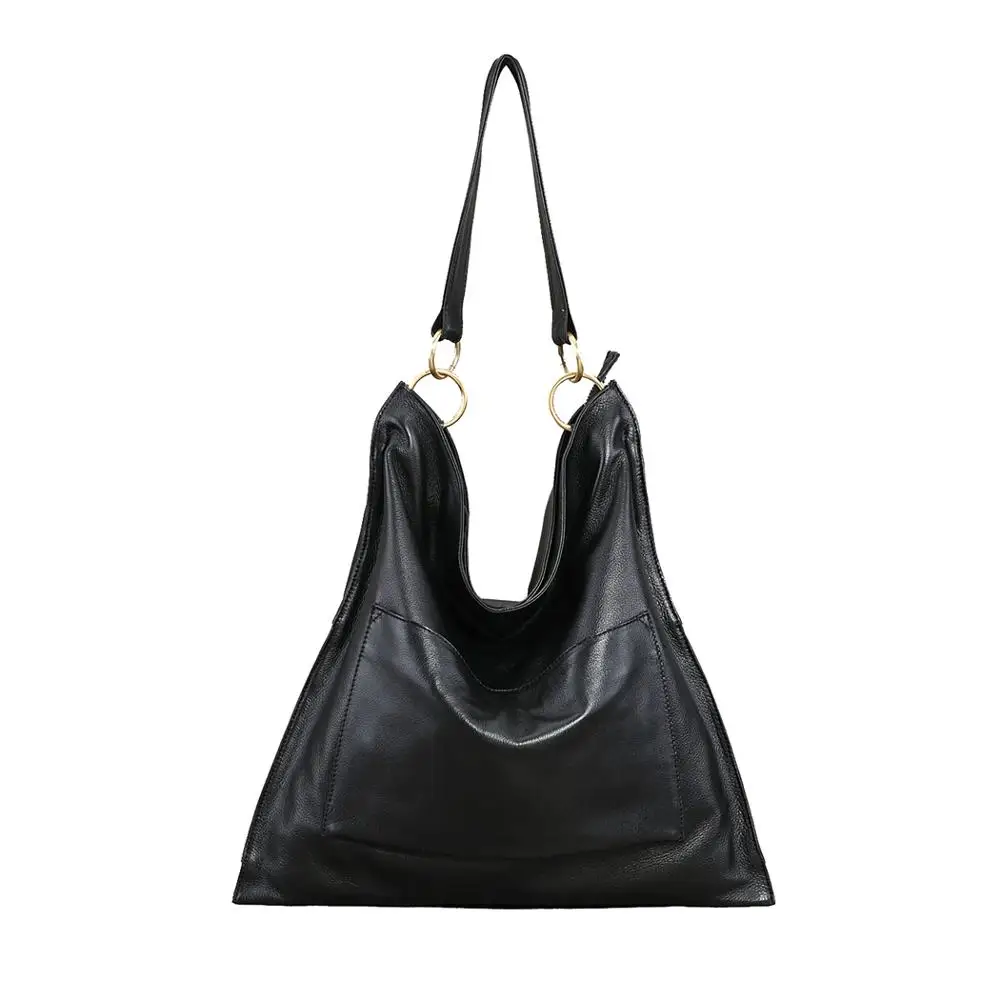 SC Ретро спрей натуральная кожа женские Хобо-мессенджеры и сумки передний карман большой емкости винтажные сумки на плечо женские тоут - Цвет: BLACK