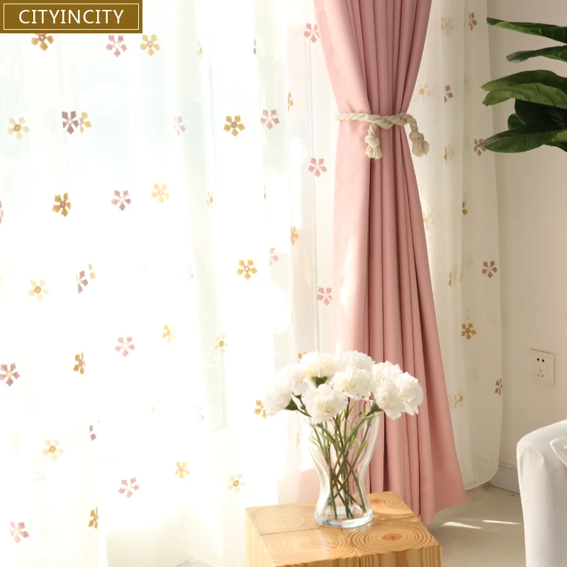 

CITYINCITY Colorful Snow Style White Voile 3d Curtains Embroidered sheer Tulle for children's bedroom Women Window