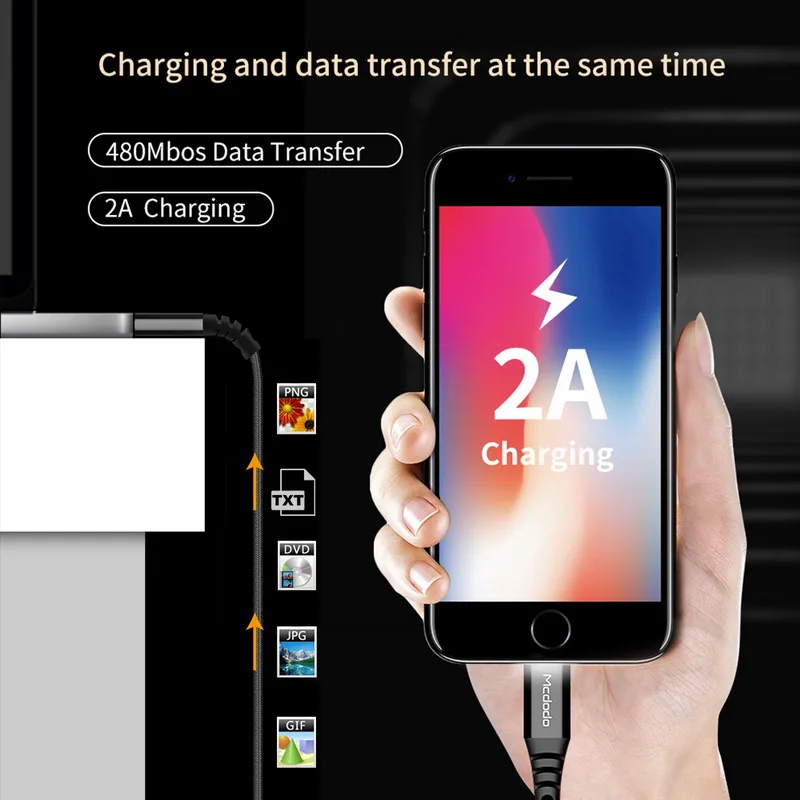 MCDODO مرحبا الشد كابل بيانات ل فون XS ماكس XR X 8 7 6 ثانية 6 كابل يو اس بي سريع شحن USB كابل الشاحن المحمول الهاتف شاحن الحبل