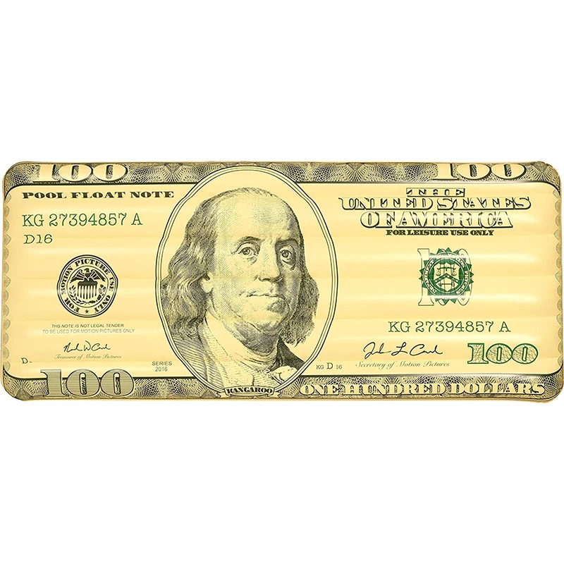 Giant-100-Bill-Inflatable-Lie-On-Pool-Float-Reversible-Money-Swimming-Mattress-Air-Bed-Floating-Raft