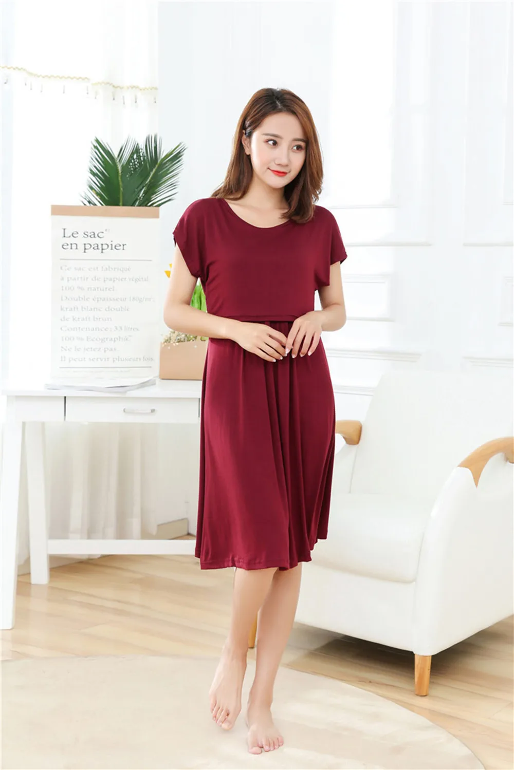 

Womens Mother Pregnants Casual Nursing Baby For Maternity Solid Dress