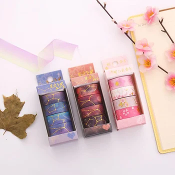 

4 Pcs/pack Lovely Cherry Sakura Galaxy Starry Sky Masking Washi Tape Decorative Tape DIY Scrapbooking Sticker Label Stationery