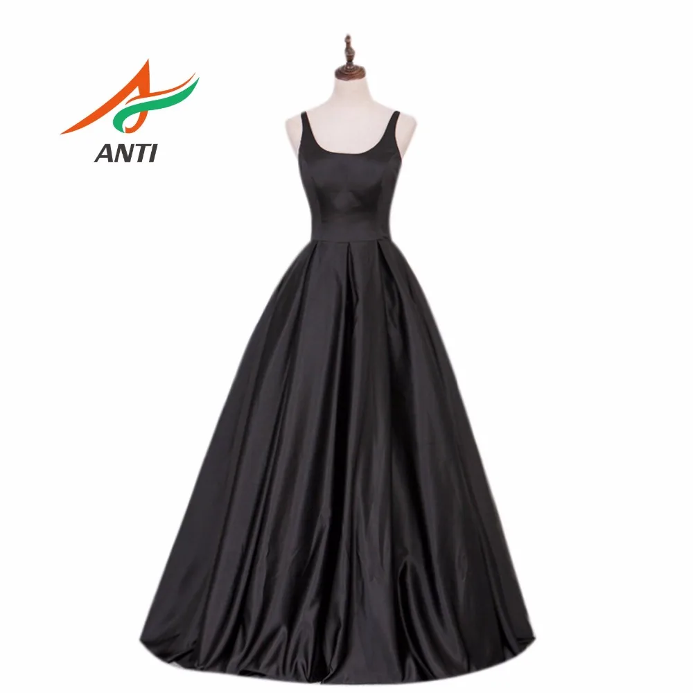 ANTI High-quality A-Line Evening Dress Long Satin Formal vestidos Black Fashion Evening Party Dresses Adjustable shoulder strap ANTI High-quality A-Line Evening Dress Long Satin Formal vestidos Black Fashion Evening Party Dresses Adjustable shoulder strap