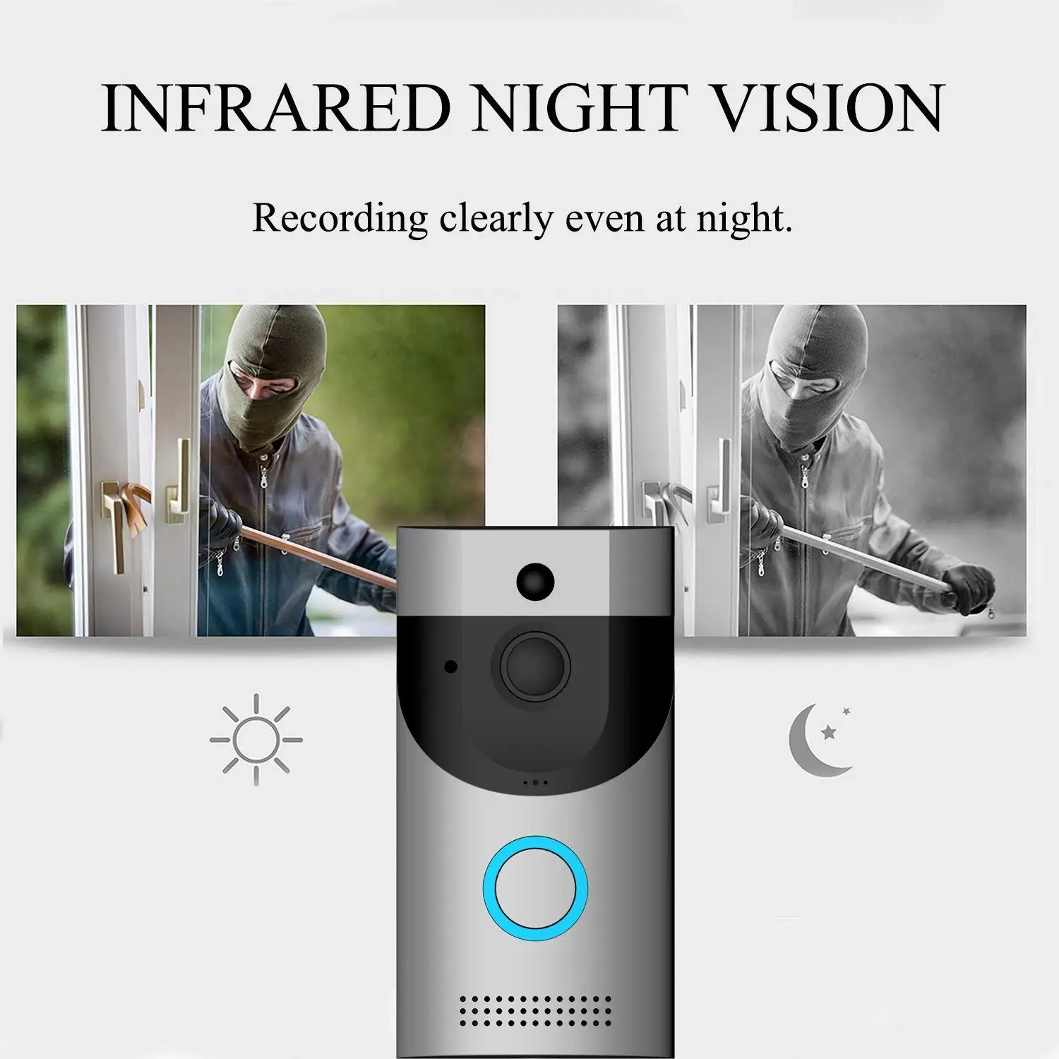 

WIFI Video Smart Doorbell 720P HD Security Camera Real-Time Video Two-Way Audio IP65 Waterproof Night Vision APP Smart Monitor