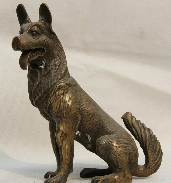 

6" Chinese Folk Copper Zodiac Year Dog Door doggie puppy Animal Statue Sculpture S0706 Discount 35%