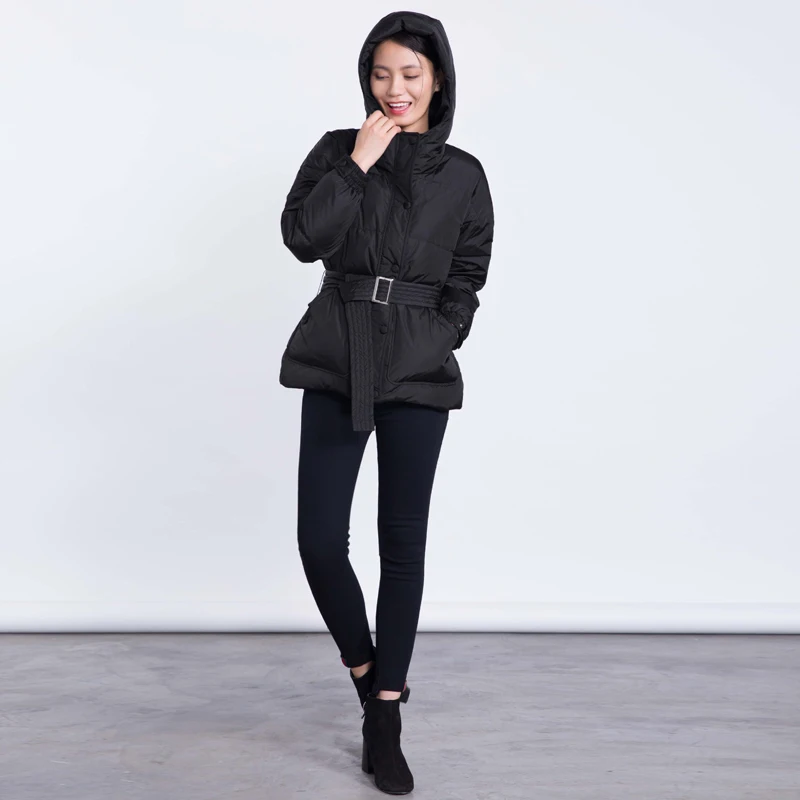 Capuchon Mince Ceintures Élégant Marque Épais Femme Canard 2018 Hiver Femmes Ao600 blanc Chaud rouge Manteaux De Noir Blanc 90 Duvet Automne Veste Solide À HrnHTaq