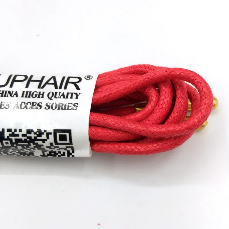 1-12 Pairs Red Women High Quality Unise Laces Waxed Round Shoelaces Sneaker Solid Polyester Twisted Shoes Metal Head Shoelaces