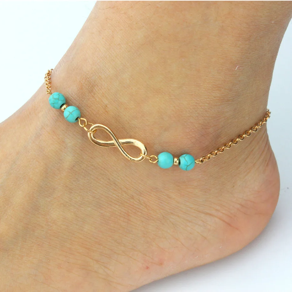 Beads Infinity Ankle Bracelet For Beach,bohemia Style Gold Ankle