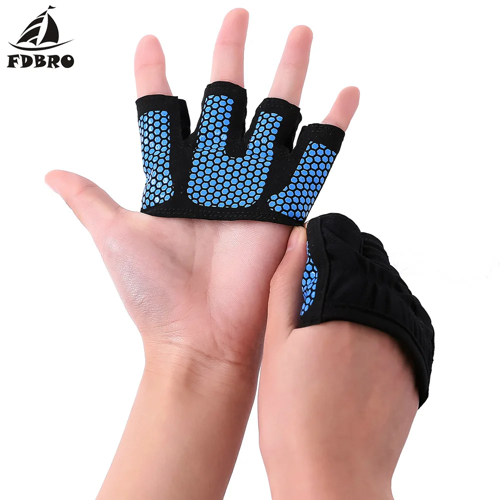 FDBRO 2019 Anti-skid Gym Gloves Breathable Body Building Exercise Training Sports Fitness Gloves Crossfit Exercise Sports 1Pair