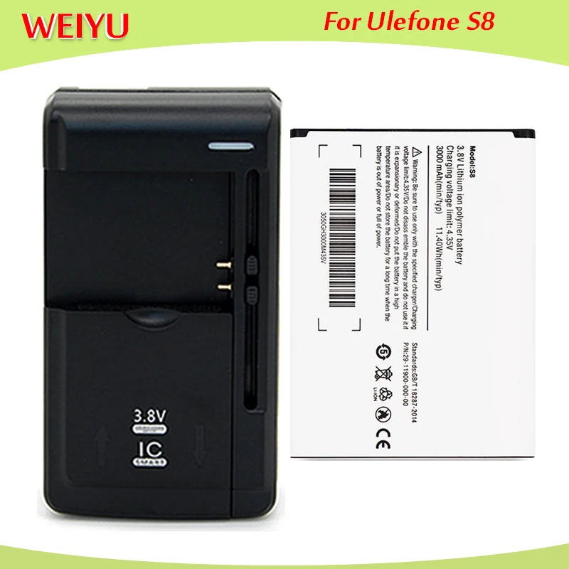 

For Ulefone S8 battery For Ulefone S8 Pro Batterie Bateria Accumulator Mobile MT6737 Quad Core 3000mAh+Universal Charger
