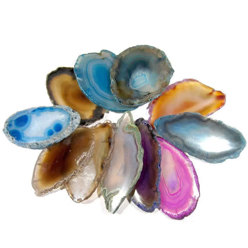 

Irregular Colorful Nature Crystal Quartz Agate Slice Healing Stone Pendant For Necklaces Craft Making