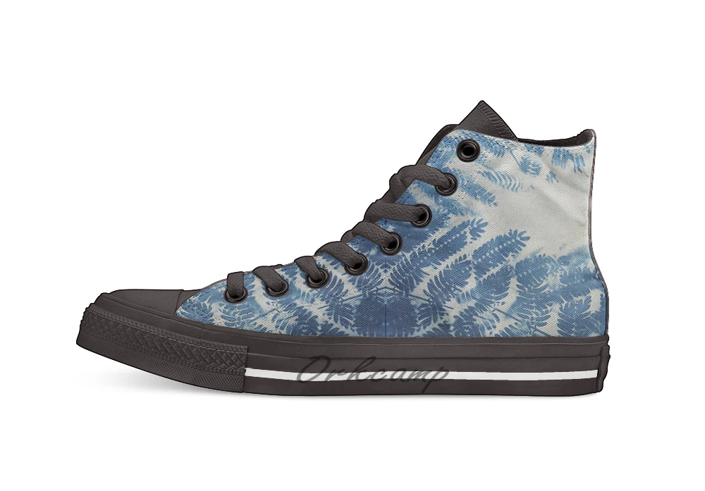Fern Cyanotype высокие парусиновые туфли на плоской подошве; повседневные кроссовки унисекс; Прямая доставка