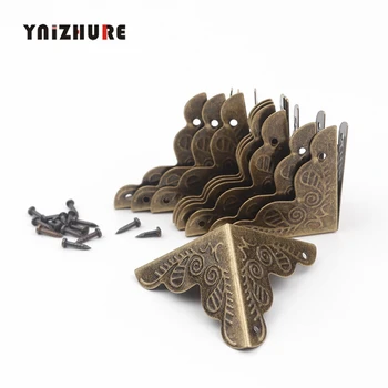 

YNIZHURE 10PCS Luggage Case Box Corners Brackets Decorative Corner For Furniture Decorative Triangle Rattan Carved