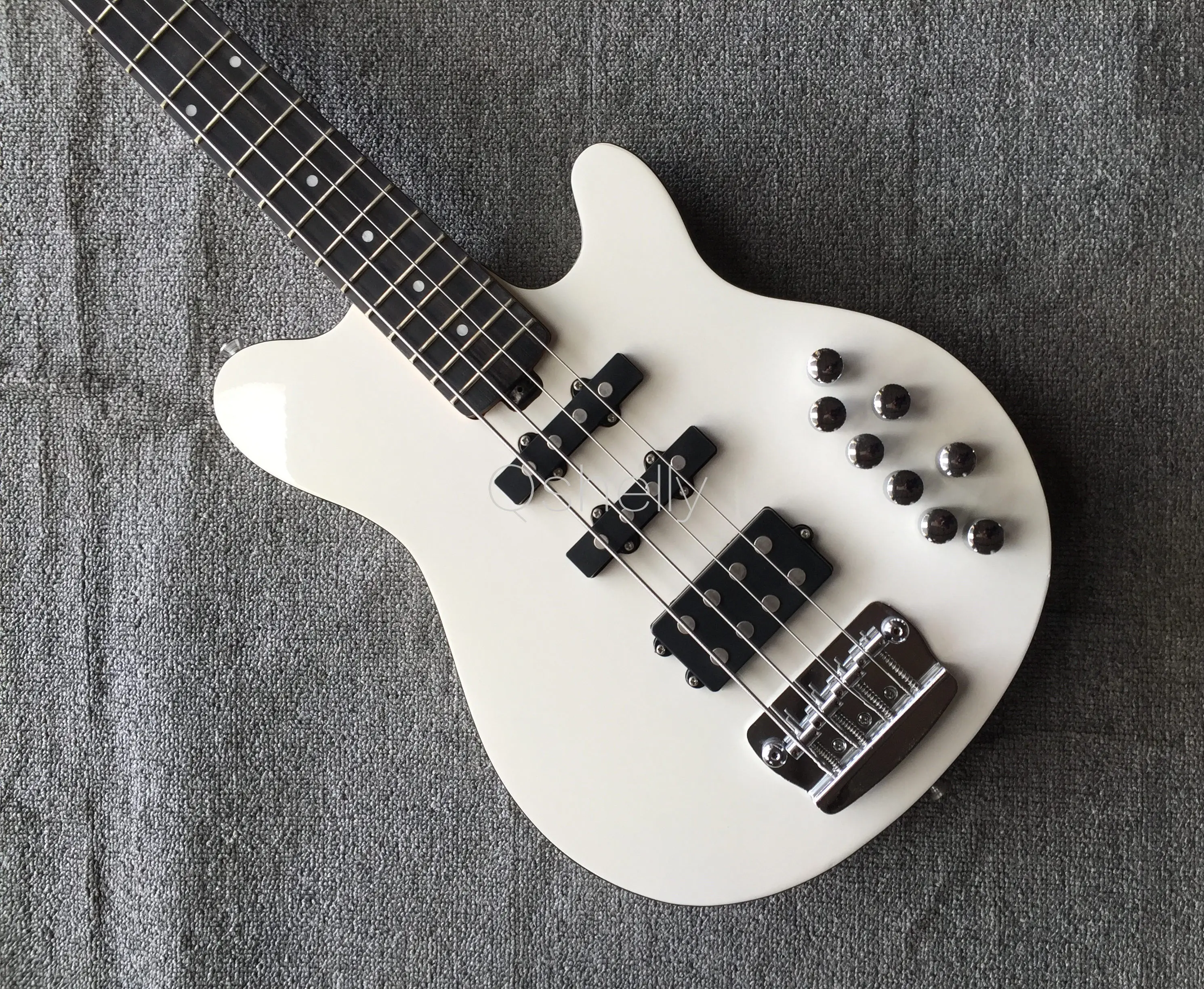 Высококачественный QShelly custom white Ernie Ball 4 струны MC black jazz pickups reflex электрический бас