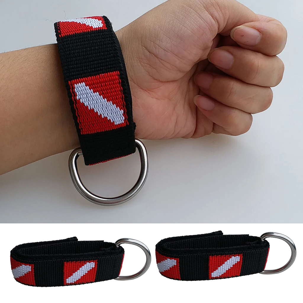 

2 Count Diving Wrist Lanyard Strap Webbing for Torch Light Camera Holder with Stainless Steel D-Ring